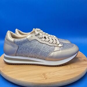 BKS Metallic Silver Glitter Sneakers Gold‎ Trim Women's Size 39 EU/8.5 US
